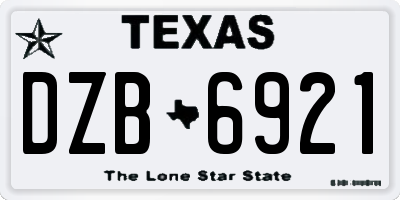 TX license plate DZB6921