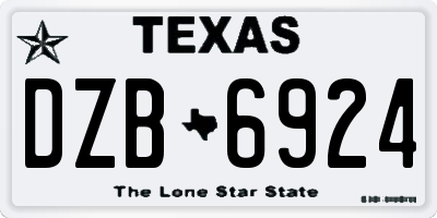 TX license plate DZB6924