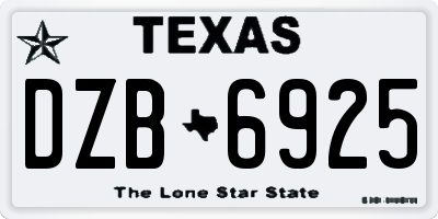 TX license plate DZB6925