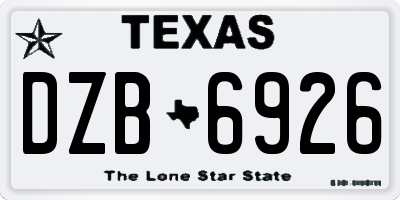 TX license plate DZB6926