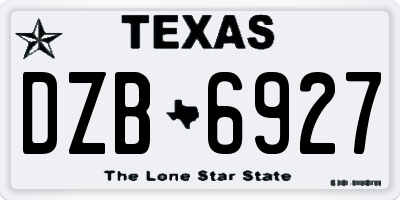 TX license plate DZB6927
