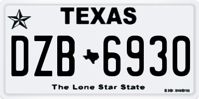 TX license plate DZB6930
