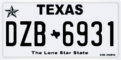 TX license plate DZB6931