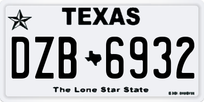 TX license plate DZB6932