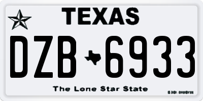 TX license plate DZB6933