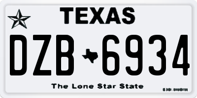 TX license plate DZB6934