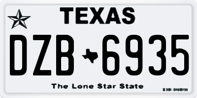 TX license plate DZB6935