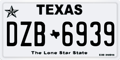 TX license plate DZB6939
