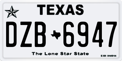 TX license plate DZB6947