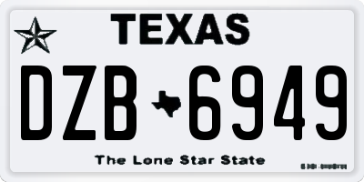 TX license plate DZB6949