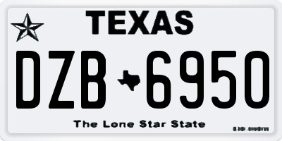 TX license plate DZB6950