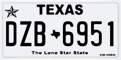 TX license plate DZB6951