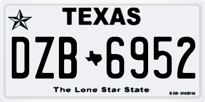 TX license plate DZB6952