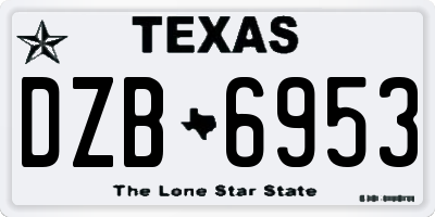 TX license plate DZB6953