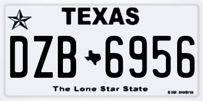 TX license plate DZB6956