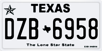 TX license plate DZB6958