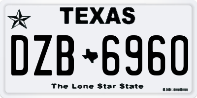 TX license plate DZB6960
