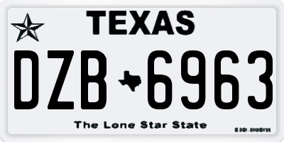 TX license plate DZB6963