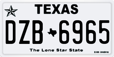 TX license plate DZB6965
