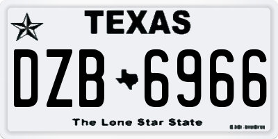 TX license plate DZB6966