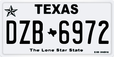 TX license plate DZB6972