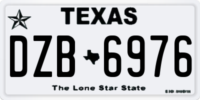 TX license plate DZB6976