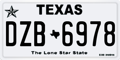 TX license plate DZB6978