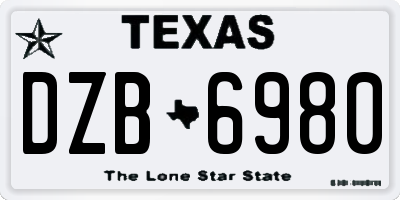 TX license plate DZB6980