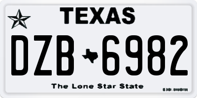 TX license plate DZB6982