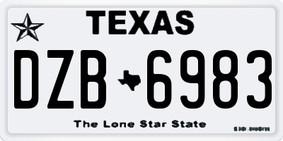 TX license plate DZB6983