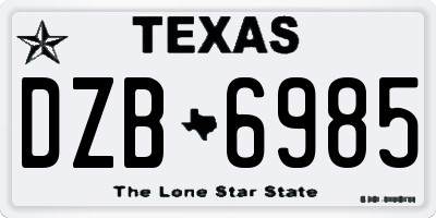 TX license plate DZB6985
