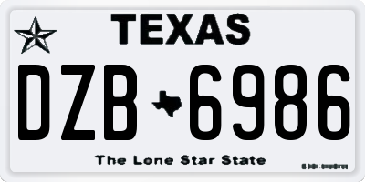 TX license plate DZB6986