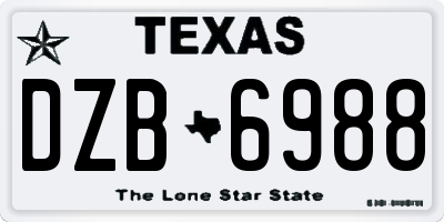 TX license plate DZB6988