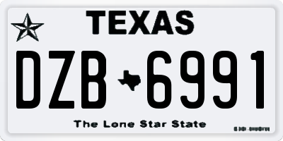 TX license plate DZB6991