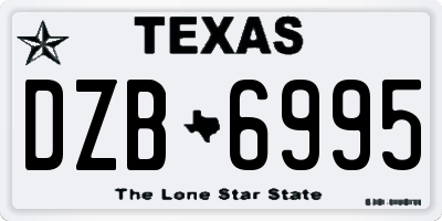 TX license plate DZB6995