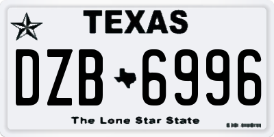 TX license plate DZB6996