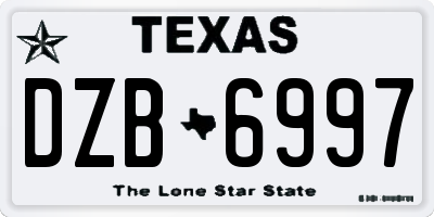 TX license plate DZB6997