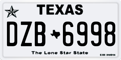 TX license plate DZB6998