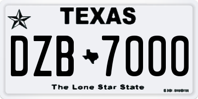 TX license plate DZB7000