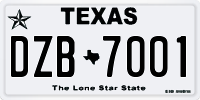 TX license plate DZB7001