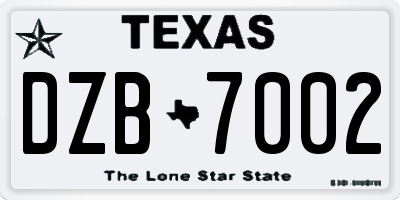 TX license plate DZB7002