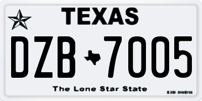 TX license plate DZB7005