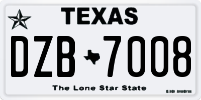 TX license plate DZB7008