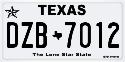 TX license plate DZB7012