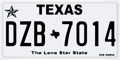 TX license plate DZB7014
