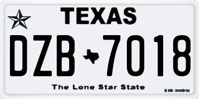 TX license plate DZB7018
