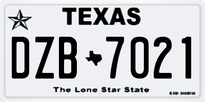 TX license plate DZB7021