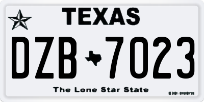 TX license plate DZB7023