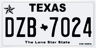TX license plate DZB7024