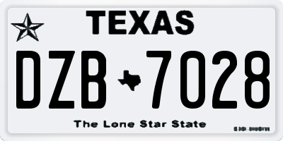 TX license plate DZB7028
